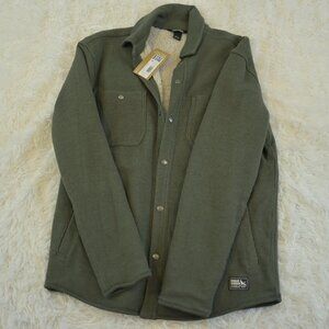 Eddie Bauer Men's Green Waffle Button Up Jacket With Sherpa Lining Size S NWT